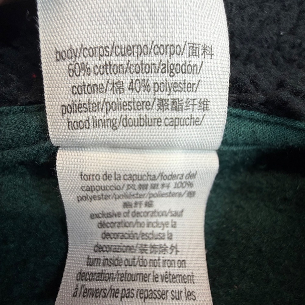 PINK Victoria's Secret Hoodie Women L Green Sherpa Lined Pullover Sweatshirt - Picture 8 of 11